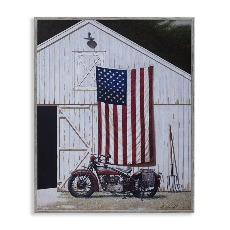 Drapeau américain et art de la moto, estampe numérique, conception par Zhen-Huan Lu, H 14 po x l 11 po