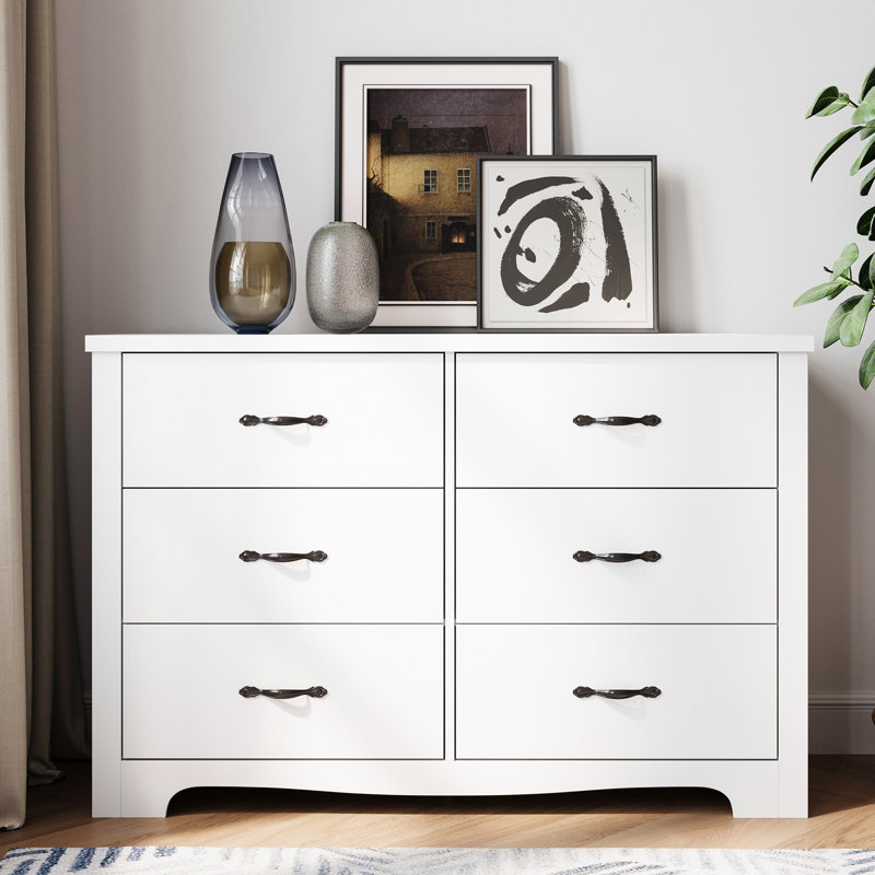 Commode double 6 tiroirs 47,2 po Antasek, Blanc