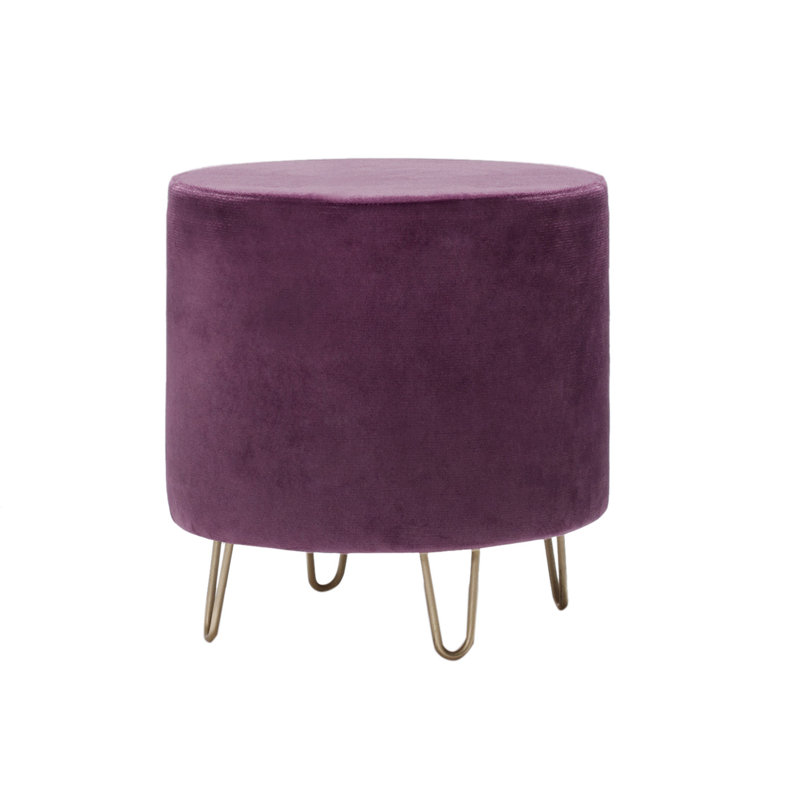 Pelluru 15.7" Wide Round Footstool Ottoman, Purple 100% Polyester