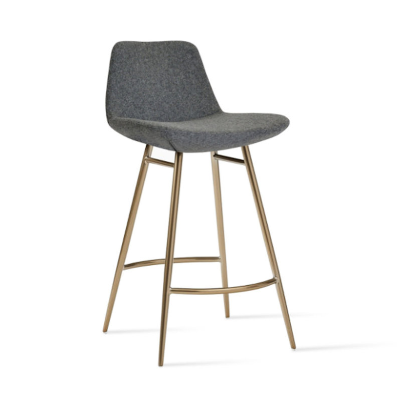Tabouret de bar et de comptoir Pera Galata en laiton, Gris foncé, Tabouret de bar (siège d'une hauteur de 29 po)