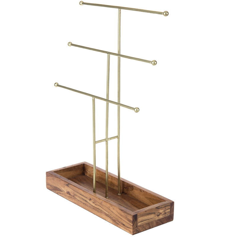 Handmade 3-Tier Solid Acacia Jewellery Storage Stand