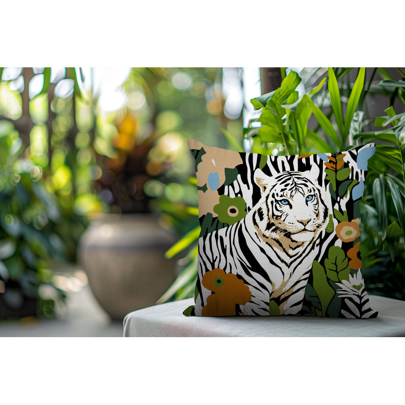 Oreiller carré réversible intérieur / extérieur Wilo Tiger, H 18 po x l 18 po, Orange