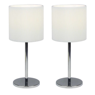 Milbrodt 35cm Polished Chrome Plate Table Lamp Set