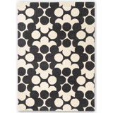 Wool Floral Area Rug in Black/Off-White