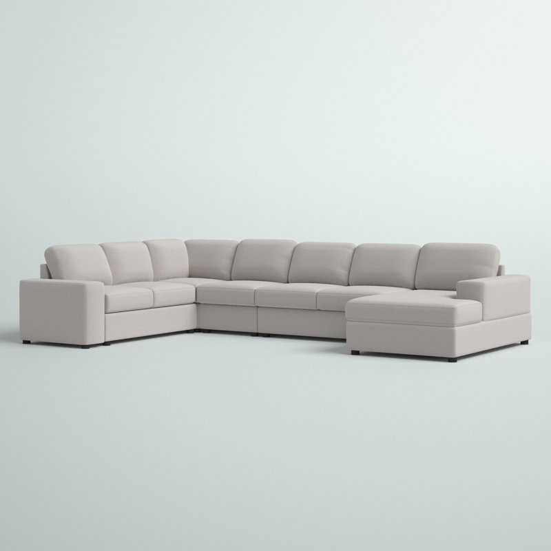 Andes 146.5" Wide Reversible Modular Sectional, Beige Linen Blend
