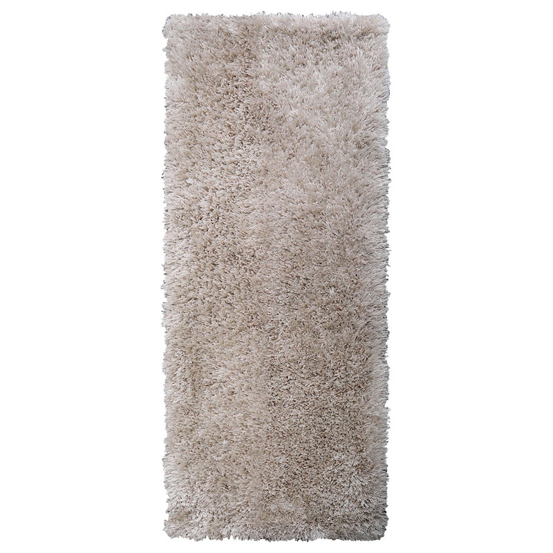 Sanford Hand Tufted Shag Polyester Eco-Friendly Area Rugs - Runner, Ivory Color, Plain Solid Design, High Pile Thick Handmade Anti Skid Area Rugs for Living Room, Bed Room