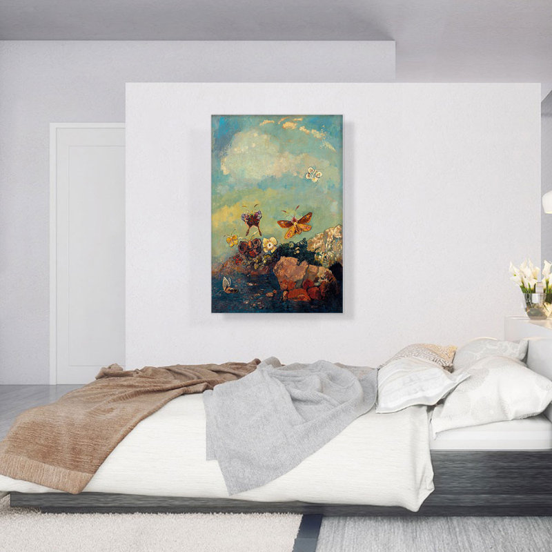 «Butterflies 1910» par Odilon Redon, reproduction d'art sur toile tendue, H 40 po x l 26 po x P 1,5 po