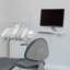 White Computer Mount for Less than 32" Screens with Shelving, Holds up to 12.2 kg