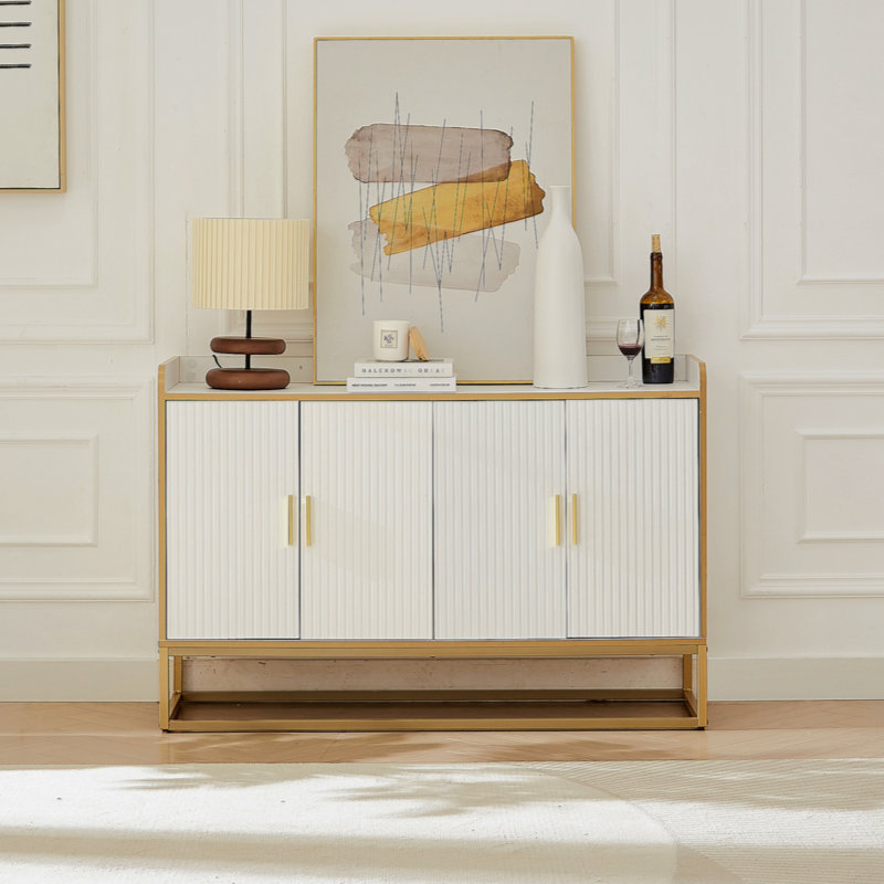 Modern Kitchen Buffet Storage Cabinet Cupboard Gloss With Metal Legs For Living Room Kitchen
