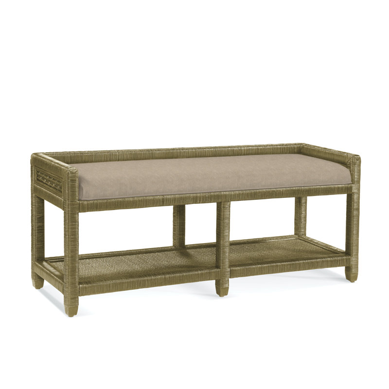 Silvio 54" Storage Bench, Oatmeal Crypton Performance; 0822-74, Brass