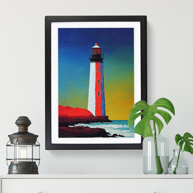 Lighthouse In Colour Vol.1 - Picture Frame Print, 64cm H x 46cm W x 2cm D, Black