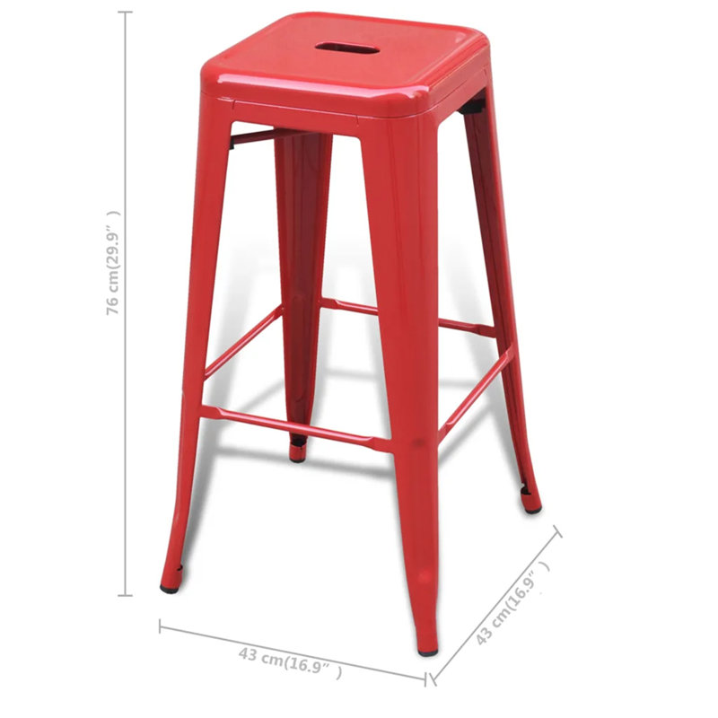 Hullinger Counter Stool with Metal Frame, Red