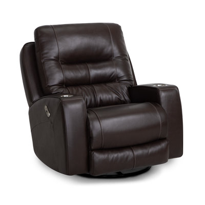 Leather Power Swivel Recliner With Cupholders by Hokku Designs