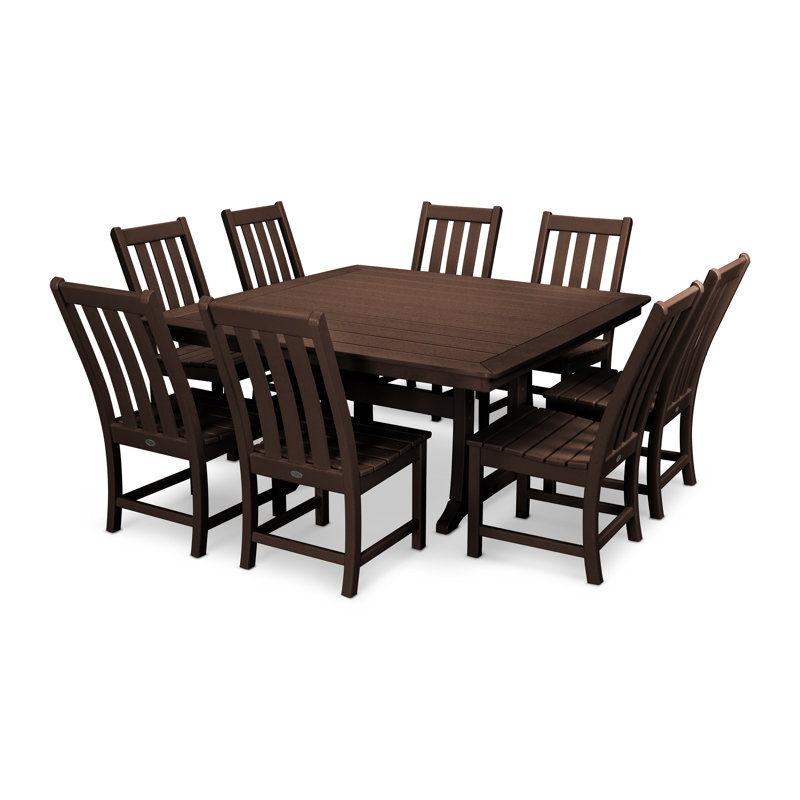 POLYWOOD Vineyard 9-Piece Dining Set, Mahogany