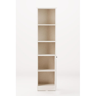 Tall Narrow Bookcase with Cabinet, Cream