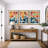 Abstract Vibrant Color Blocks "Contemporary Bold Orange Blue Abstract Artwork, Mid Century Modern Boho Pictures, 3 Pieces Canvas Giclee Digital Print Wall Art"  -100707259-100707260