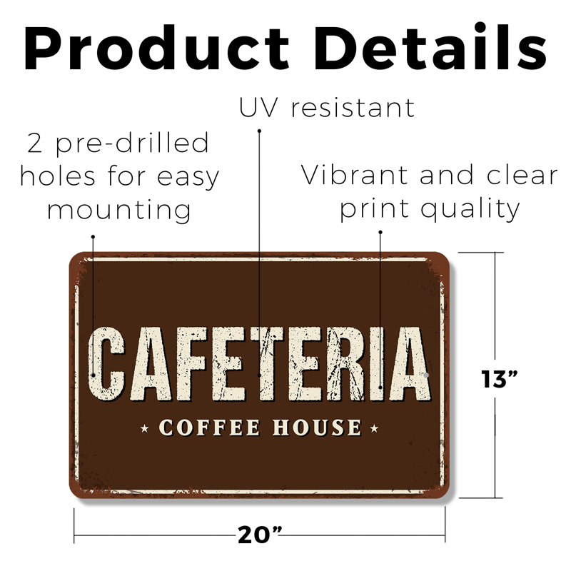 Enseigne en plastique 13 po x 20 po Cafeteria