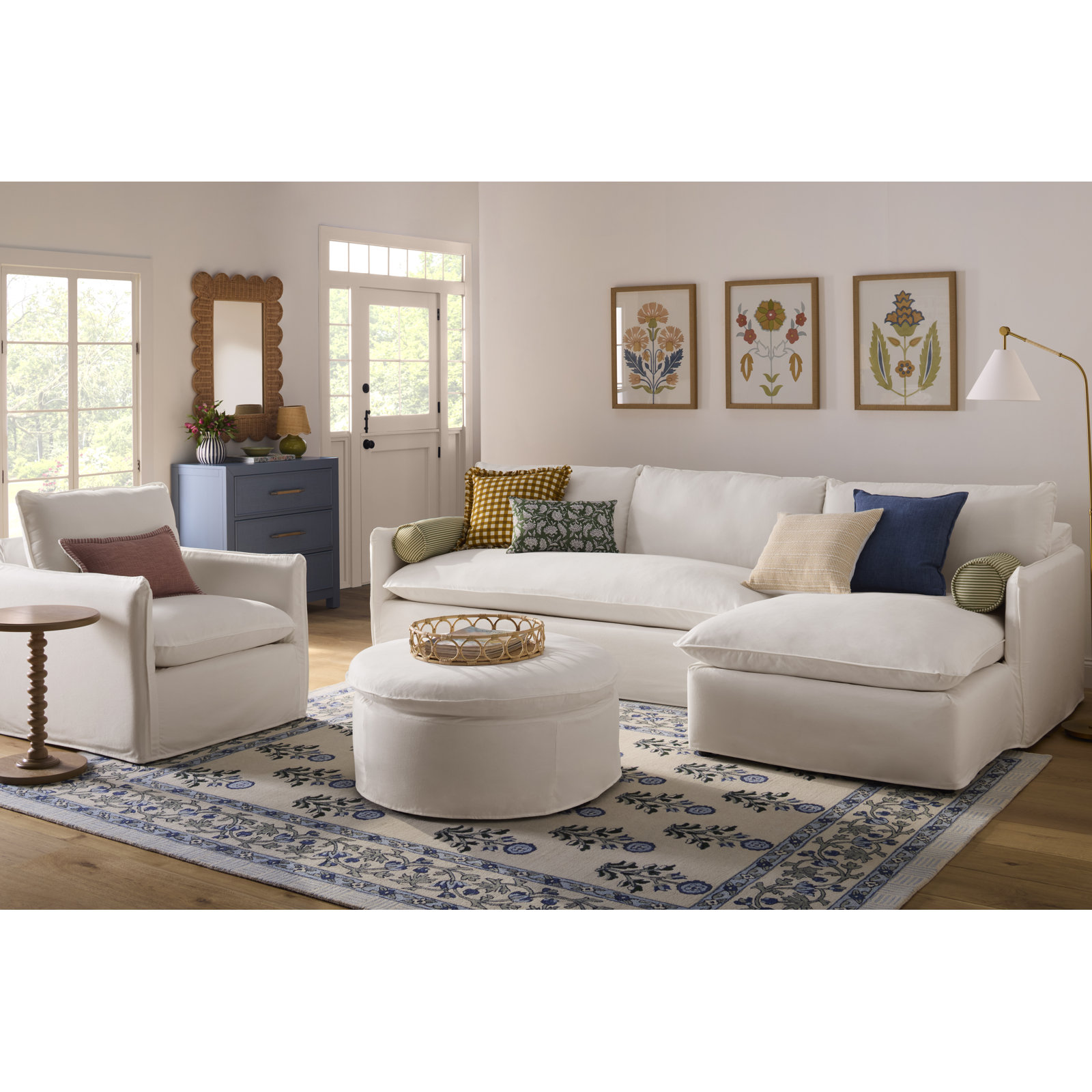 Bellatrix Sectional with Chaise, Canvas Flax Sunbrella® Canvas, Right Hand Facing