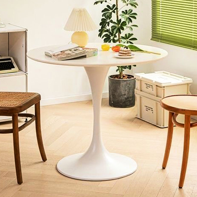White Mid Century Coffee Table, And Steel Build Quality Elegant Table With Solid Base