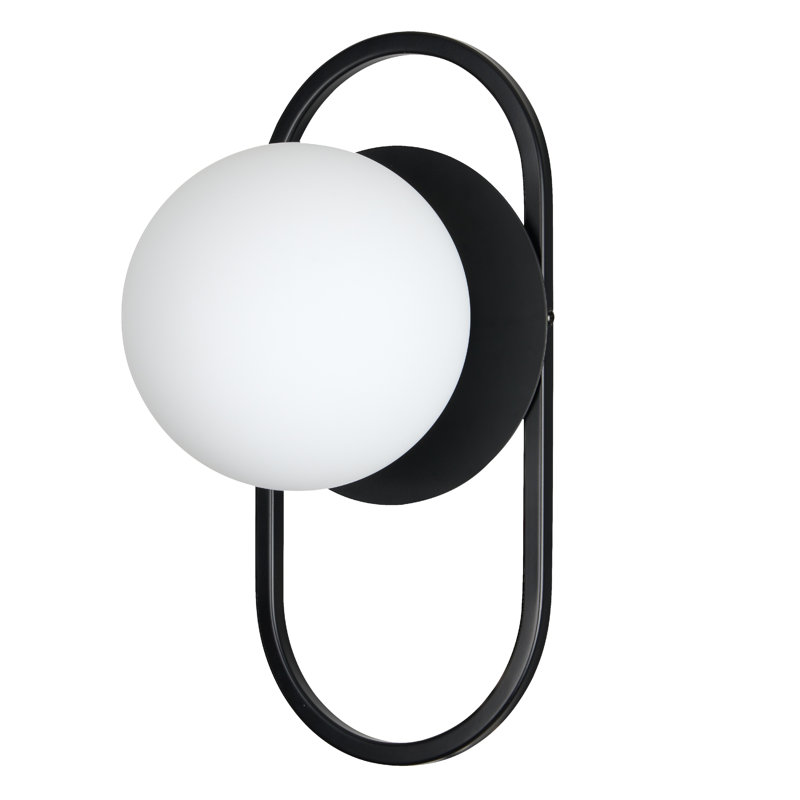 Applique murale décorative 1 lumière Burlat, Noir mat, Blanc