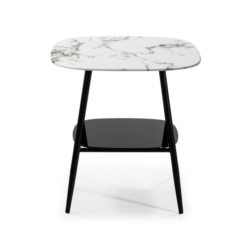 Quitman Glass Top End Table, White