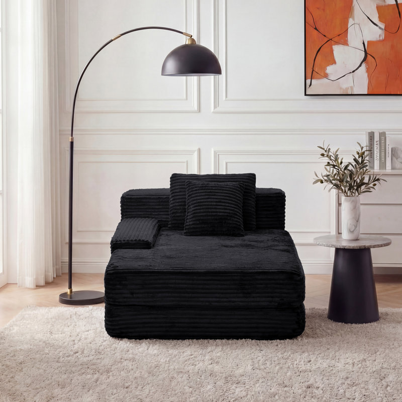 Très grande chaise longue d'intérieur Eliam, Noir