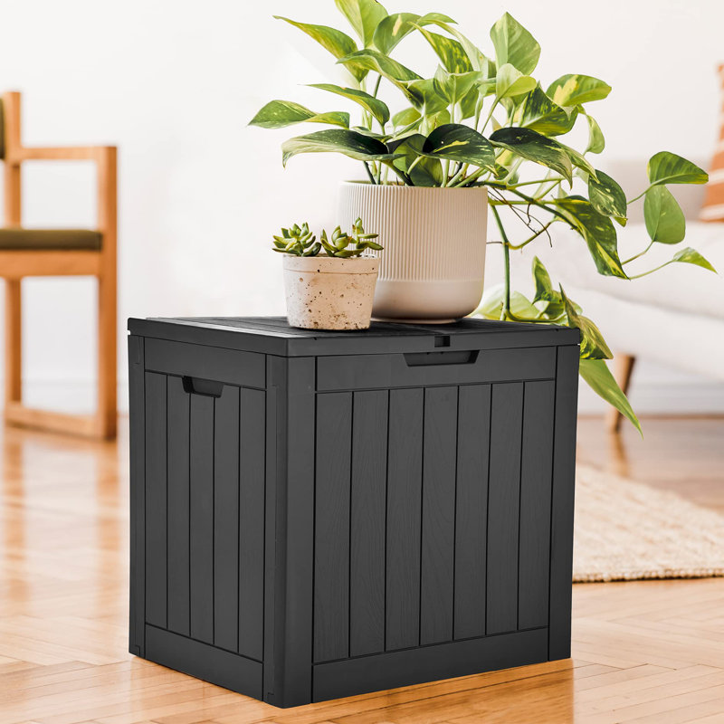 Lockable 30 - Gallon Resin Box - Waterproof for Patio & Pool, Black