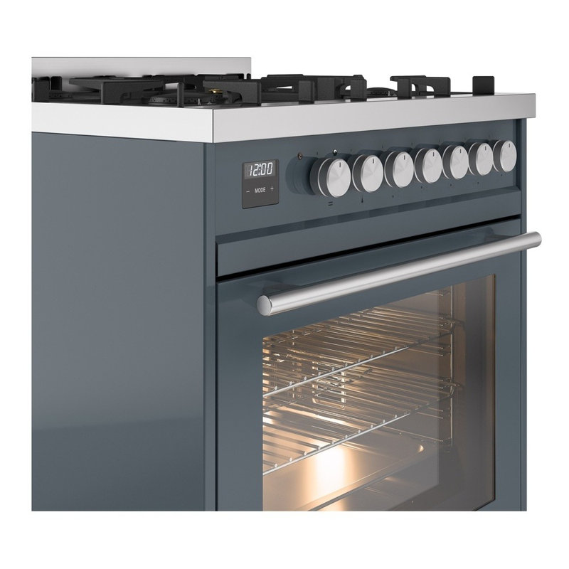 Cuisinière à double carburant 30 po ILVE Professional Plus II, Graphite mat / acier inoxydable, Propane liquide