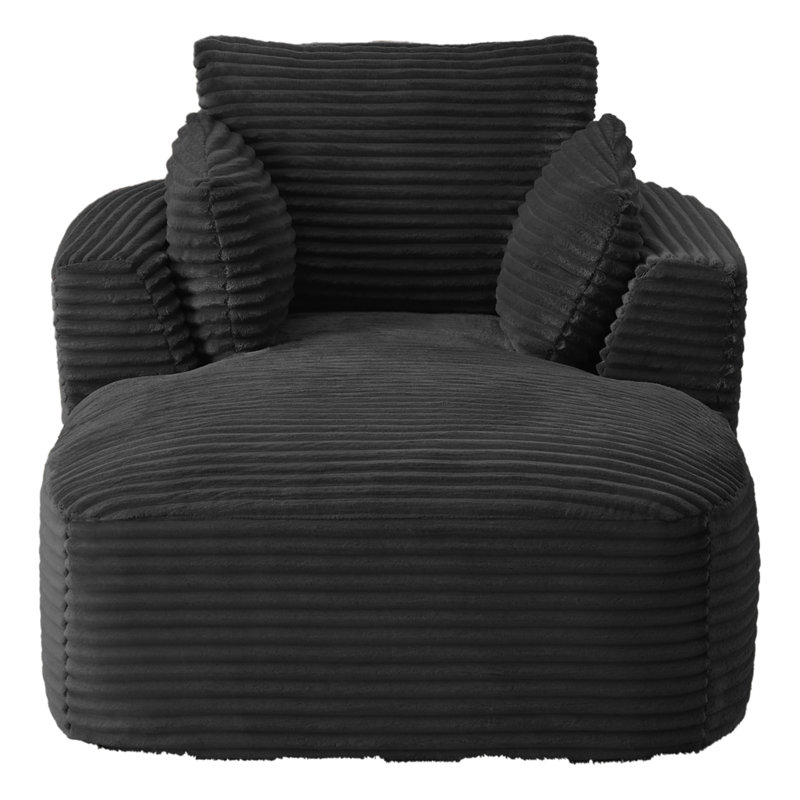 Très grand fauteuil inclinable en velours côtelé, Noir