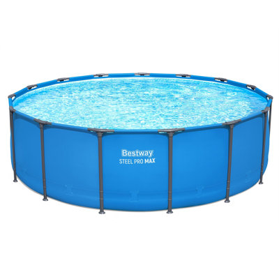 Bestway Steel Pro Round Above Ground Outdoor Backyard Swimming Pool