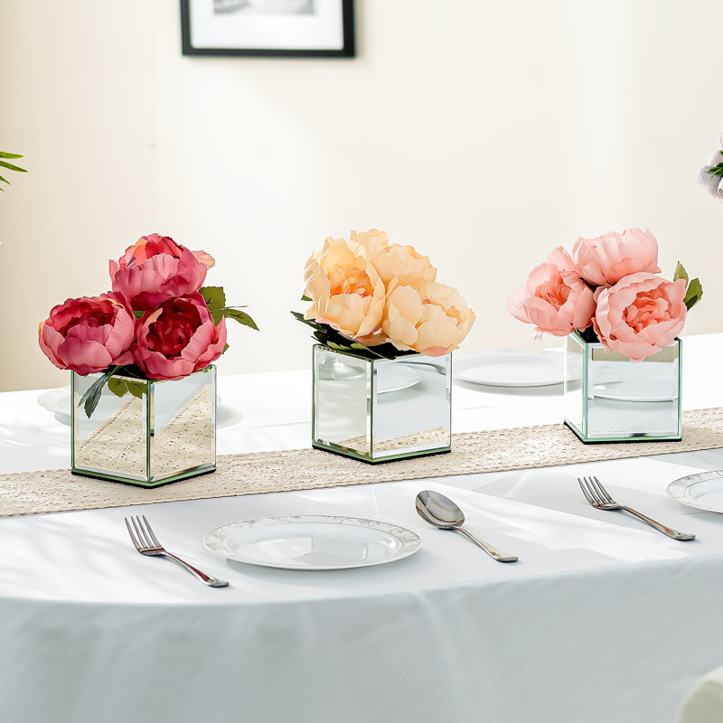 Frith 6-PCS Waterproof Mirrored Cube Vases with Non-Slip Base
