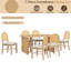 Ensemble de salle à manger 7 pièces rectangulaire avec 6 chaises en rotin et table en chêne vieilli-403745745