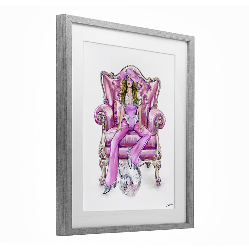 «Cowgirl Glam», reproduction encadrée sous verre par Ziwei Li, H 16 po x l 13 po, Cadre de ferme gris