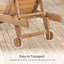 Chaise de bronzage Sun avec table intégrée et roulettes, chaise longue au bord de la piscine en bois rouge