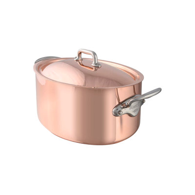 Mauviel M'heritage 150 S Copper Oval Stewpan With Lid, Cast Stainless Steel Handles, 7.2-Qt