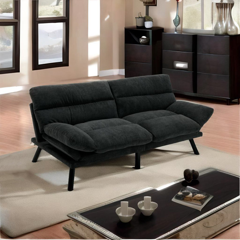 Canapé-lit avec coussin épais, Lin gris