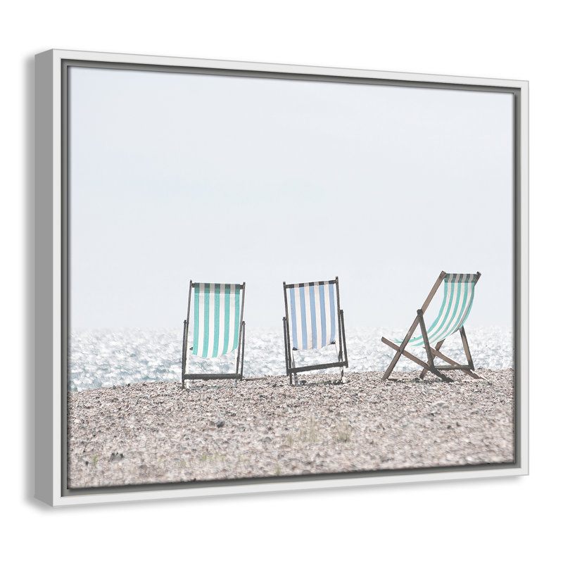 Adriatica "Beach Chairs" Print, 17.5" H x 21.5" W x 2" D, Silver Framed Canvas