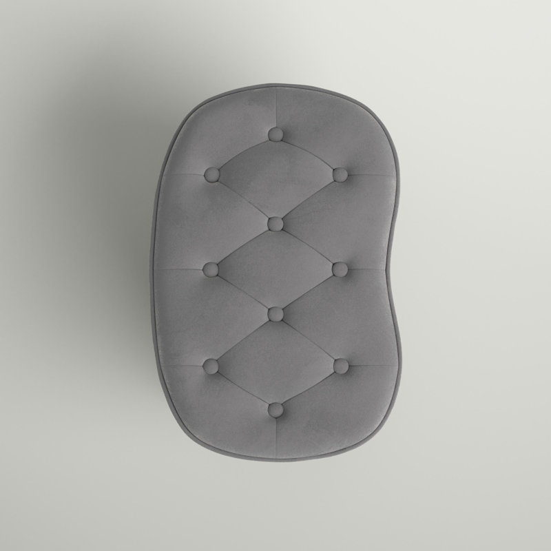 Velvet Ottoman, Gray Velvet