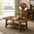 Solid wood coffee table, rectangular center table, with two shelves.