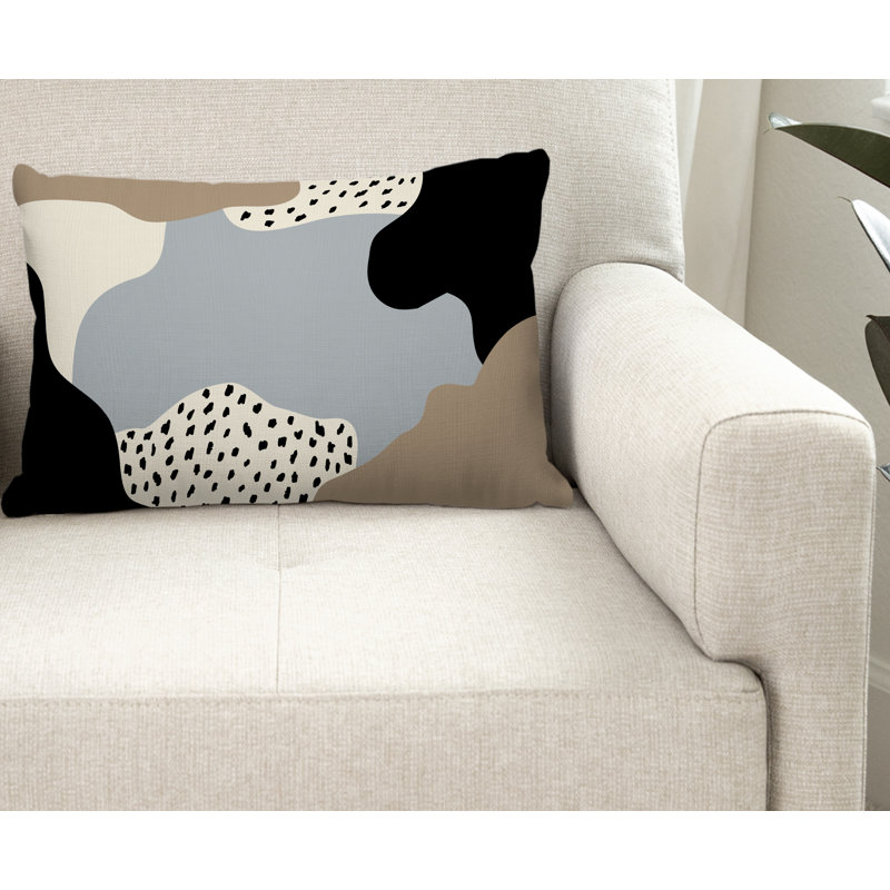 Coussin décoratif intérieur / extérieur en polyester filé Willow, Gris / blanc cassé / beige / noir