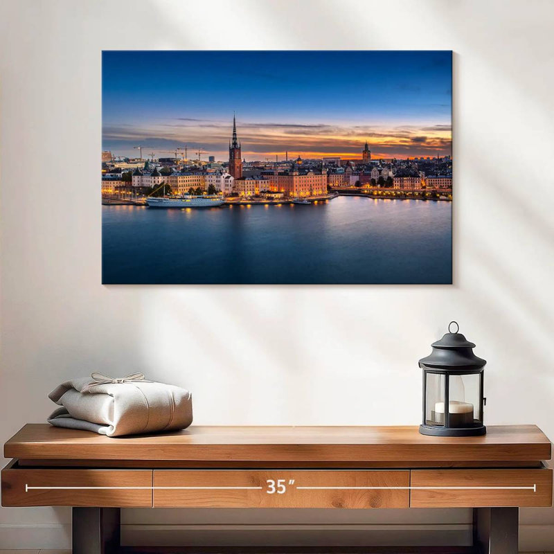 Marchelle, Stockholm, coucher de soleil, horizon, H 16 po x l 24 po