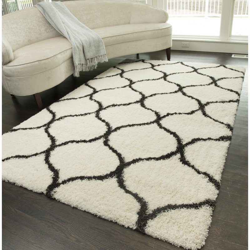 Tapis gris anthracite ivoire Feather, 8 pi x 10 pi