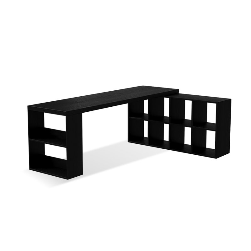 Bureau rectangulaire en bois massif noir, H 29,53 po x l 70,87 po x P 23,62 po, Retour à droite