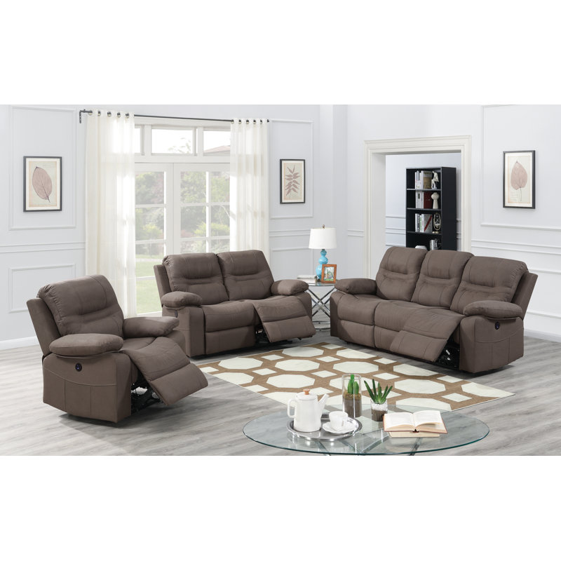 LosPalmos 86'' Faux Leather Reclining Sofa, Slate Blue