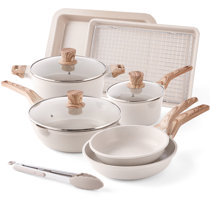 Rockurwok 6 Pcs Ceramic Nonstick Cookware Set, Durable Pots and Pans Set,  Inducton, Dishwasher & Ovens Safe, Free of PFAS & PTFE, White
