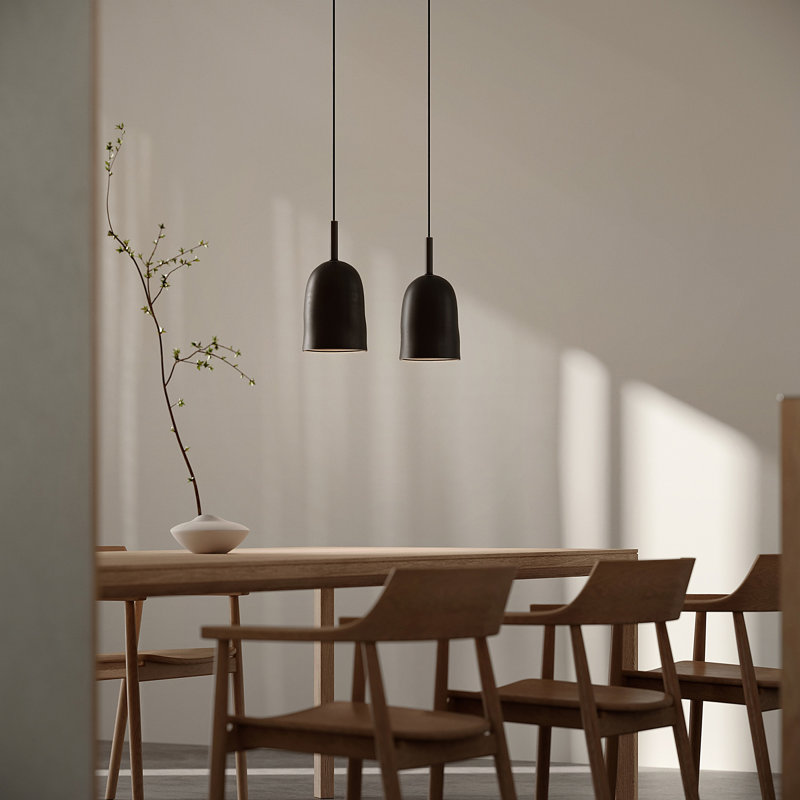 Vessel Pendant Light, 18" H x 14.5" W x 9" D, Black, Carbon