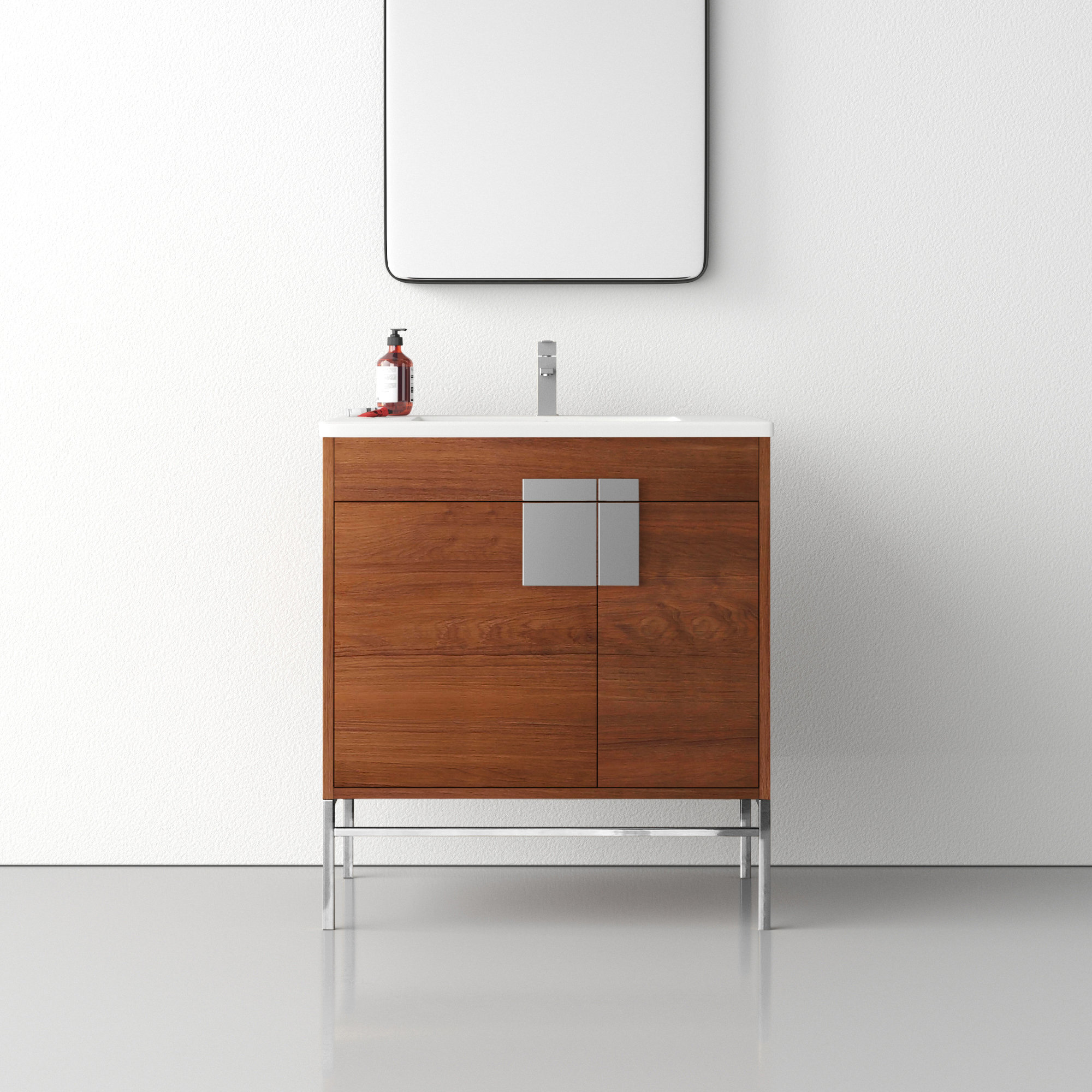 Maisie 30'' Single Bathroom Vanity, Polished Chrome, Walnut