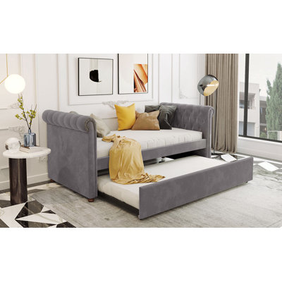 Twin Size Upholstered daybed with Trundle -  Rosdorf Park, 7C6A0E49F0AA4A84835031C367D4ADB4