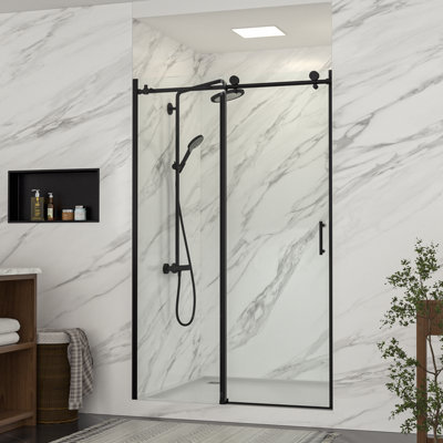 Porte de douche coulissante en verre trempé sans cadre 48 po x H 76 po