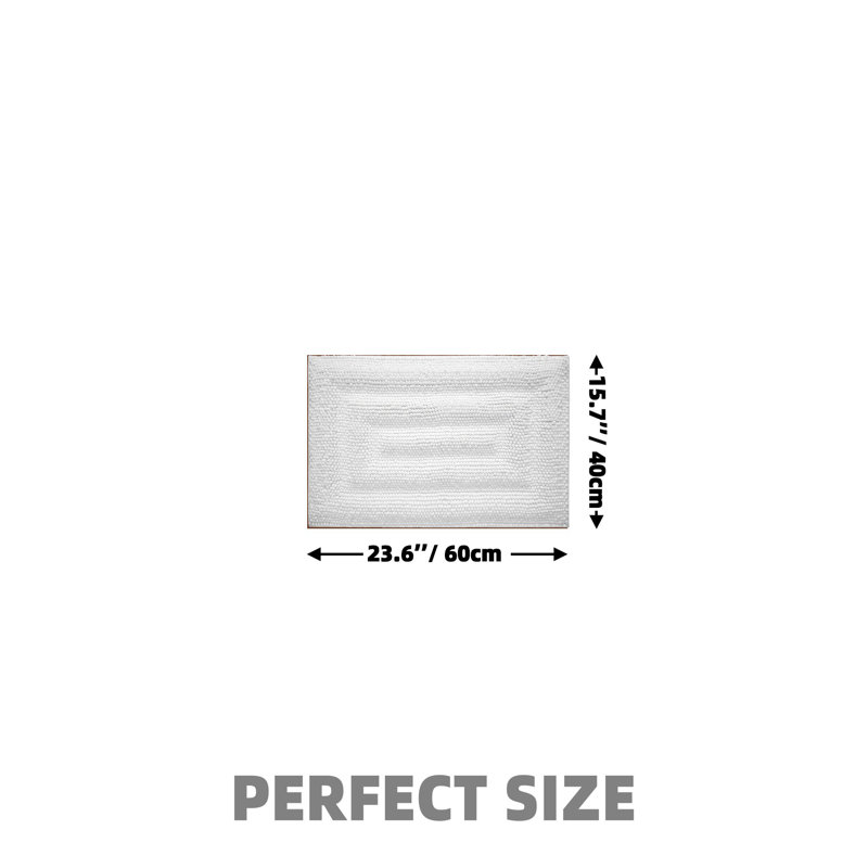 Tapis de bain avec envers antidérapant, Blanc, H 24 po x l 16 po